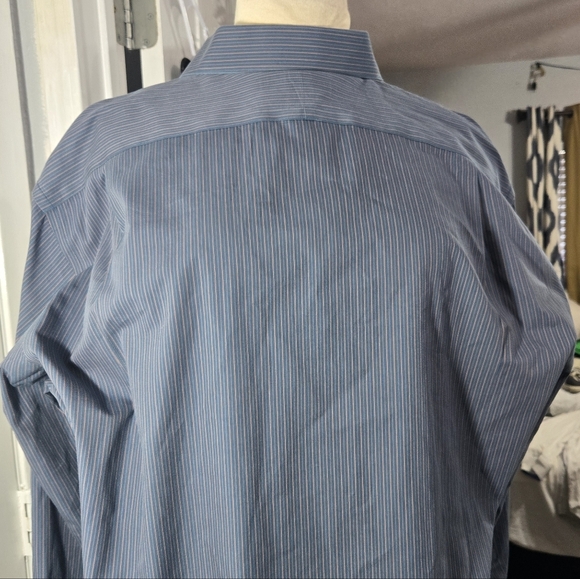 Paul Fredrick non-iron two-ply cotton pinpoint Long Sleeve Shirt Slim Fit - Picture 6 of 6